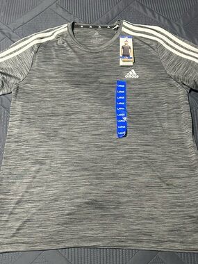 Adidas AEROREADY Primegreen 3 Stripe Training Shirt Men’s L Gray / White NWT